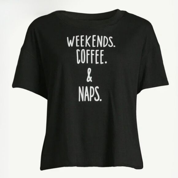 Joyspun Women's Black Crewneck Graphic Short Sleeve Tee - Picture 5 of 13